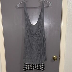 BCBGeneration Gray Tank Top with Polka Dot Hem Small